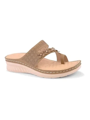 XE Looks Women’s Casual Comfort Sandals with Floral Embellished Strap & Soft Cushioned Footbed