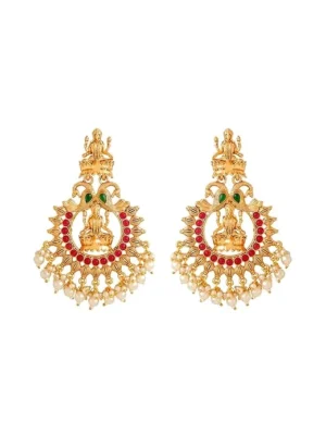 Yellow Chimes Earrings for Women and Girls Traditional Chandbali Earrings Gold Plated