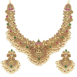 Shining Diva Fashion Latest Stylish Fancy Pearl Choker Traditional Jewellery Set